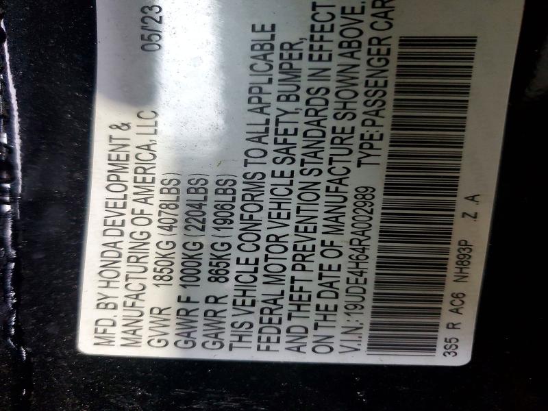 79843515 :رقم المزاد ، 19UDE4H64RA002989 vin ، 2024 Acura Integra مزاد بيع
