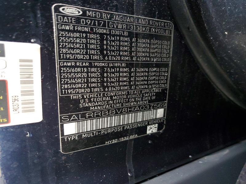 Aukcja sprzedaży 2017 Land Rover Discovery, vin: SALRRBBV8HA037569, numer aukcji: 47069266