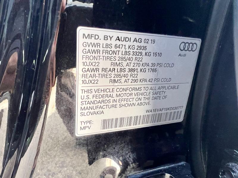 Aukcja sprzedaży 2019 Audi Q8, vin: WA1EVAF19KD030777, numer aukcji: 46902486