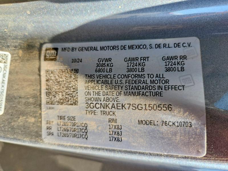 79922955 :رقم المزاد ، 3GCNKAEK7SG150556 vin ، 2025 Chevrolet Silverado مزاد بيع