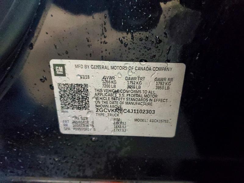 2018 Chevrolet Silverado მანქანა იყიდება აუქციონზე, vin: 2GCVKREC4J1102303, აუქციონის ნომერი: 42056656