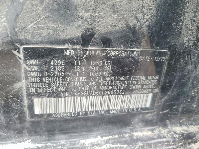 Aukcja sprzedaży 2020 Subaru Impreza, vin: 4S3GKAD60L3605362, numer aukcji: 47023056