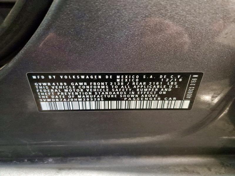 Aukcja sprzedaży 2017 Volkswagen Jetta, vin: 3VWDB7AJ0HM293285, numer aukcji: 46398796