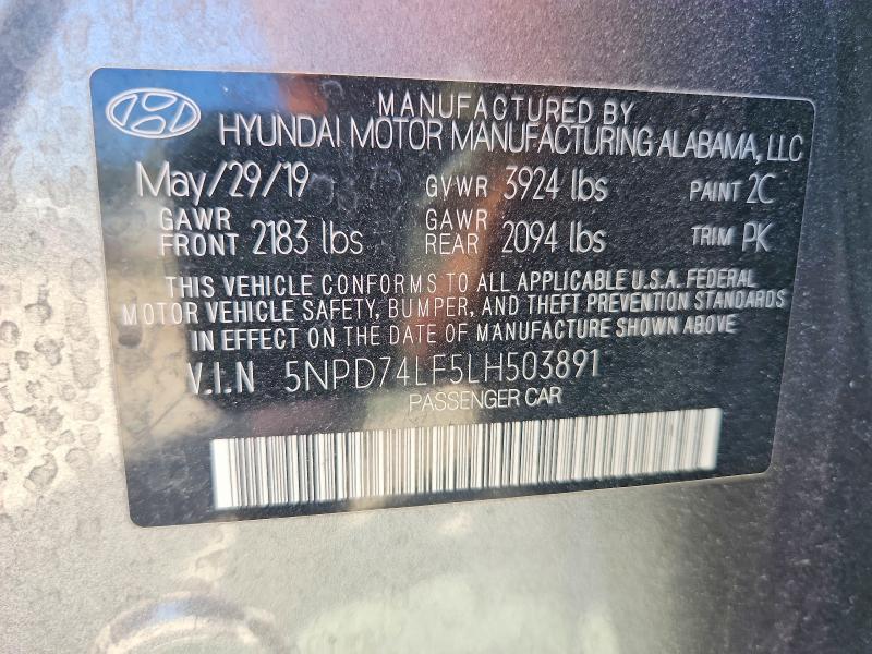 Aukcja sprzedaży 2020 Hyundai Elantra, vin: 5NPD74LF5LH503891, numer aukcji: 45677016