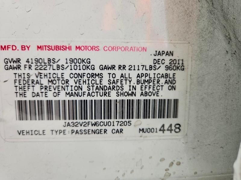 Продаж на аукціоні авто 2012 Mitsubishi Lancer, vin: JA32V2FW6CU017205, номер лоту: 79622215