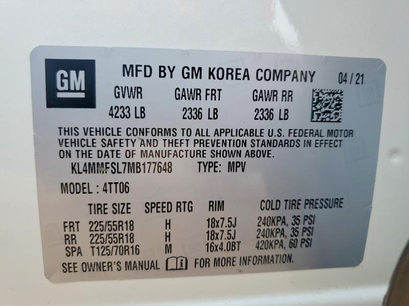 Aukcja sprzedaży 2021 Buick Encore Gx, vin: KL4MMFSL7MB177648, numer aukcji: 45747406