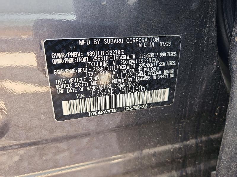 Aukcja sprzedaży 2023 Subaru Forester, vin: JF2SKAEC7PH518051, numer aukcji: 46234106