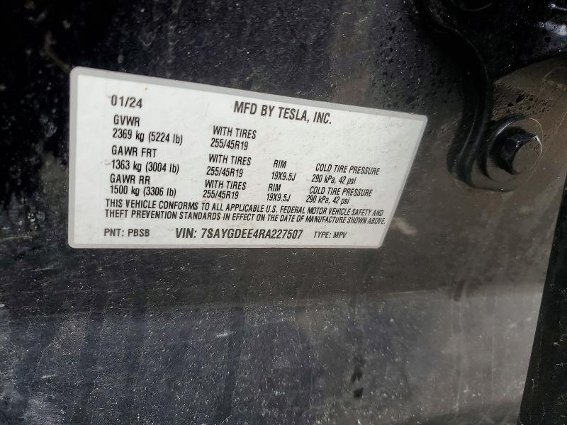 Aukcja sprzedaży 2024 Tesla Model Y, vin: 7SAYGDEE4RA227507, numer aukcji: 79669475