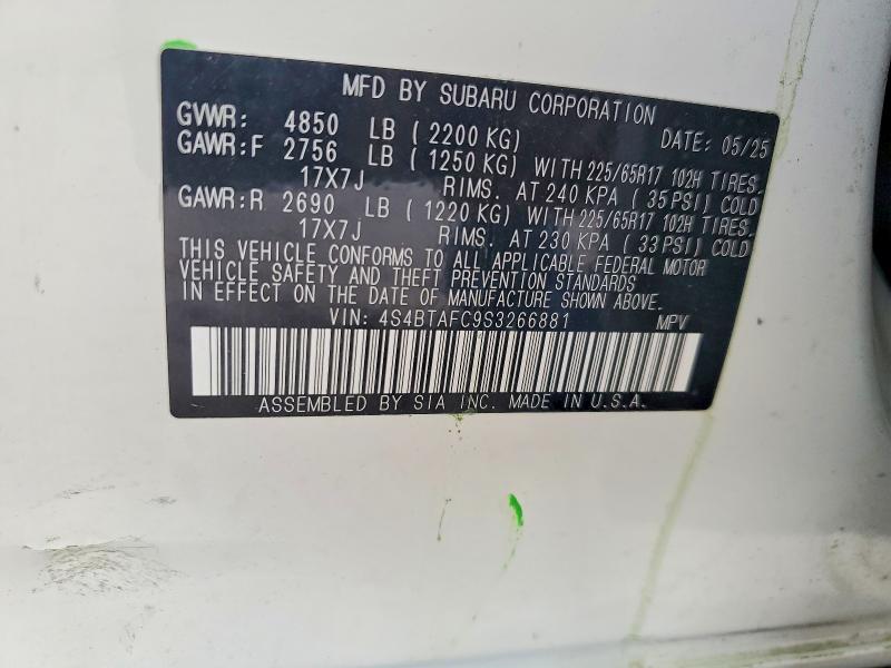 Aukcja sprzedaży 2025 Subaru Outback, vin: 4S4BTAFC9S3266881, numer aukcji: 47209436