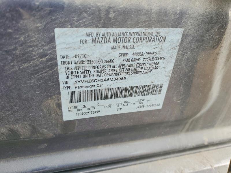 Aukcja sprzedaży 2010 Mazda 6, vin: 1YVHZ8CH3A5M34985, numer aukcji: 46726186