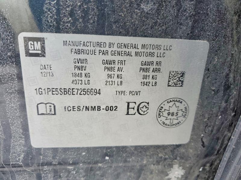 Продажа на аукционе авто 2014 Chevrolet Cruze, vin: 1G1PE5SB6E7256694, номер лота: 45929176