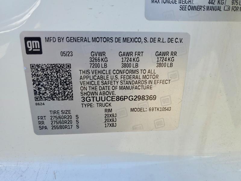 45536516 :رقم المزاد ، 3GTUUCE86PG298369 vin ، 2023 Gmc Sierra مزاد بيع