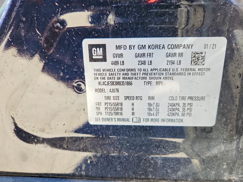 Aukcja sprzedaży 2021 Buick Encore, vin: KL4CJESB3MB351866, numer aukcji: 46901916