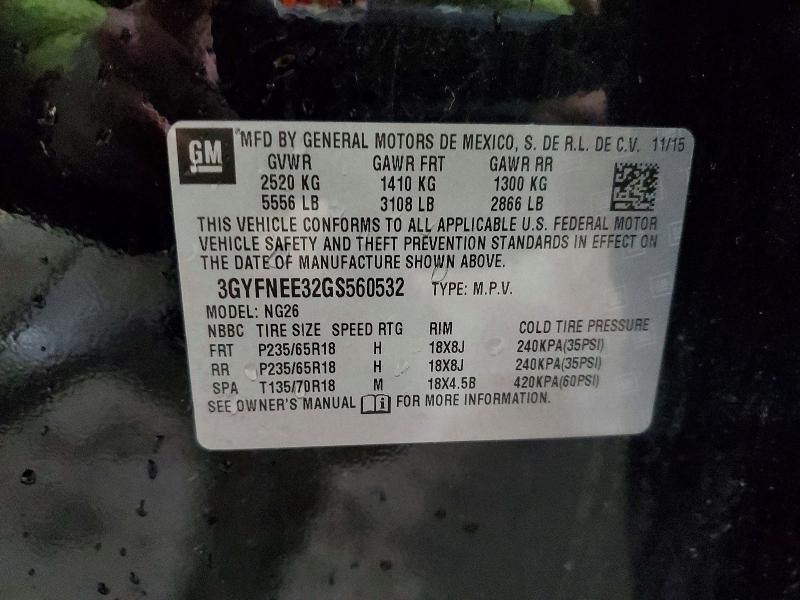 46267656 :رقم المزاد ، 3GYFNEE32GS560532 vin ، 2016 Cadillac Srx مزاد بيع
