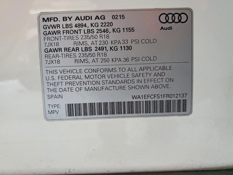 Aukcja sprzedaży 2025 Audi Q3, vin: WA1EFCFS1FR012137, numer aukcji: 47800976