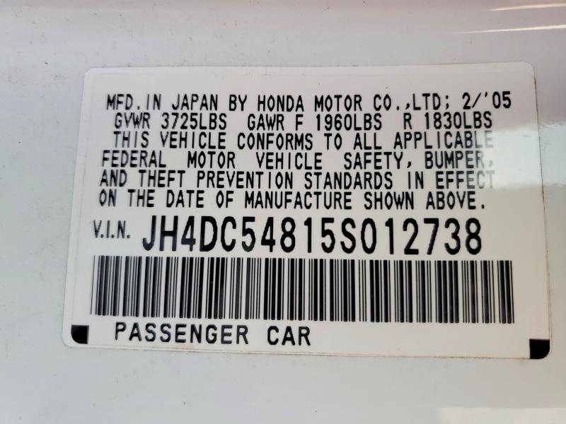 Aukcja sprzedaży 2005 Acura Rsx, vin: JH4DC54815S012738, numer aukcji: 47730346