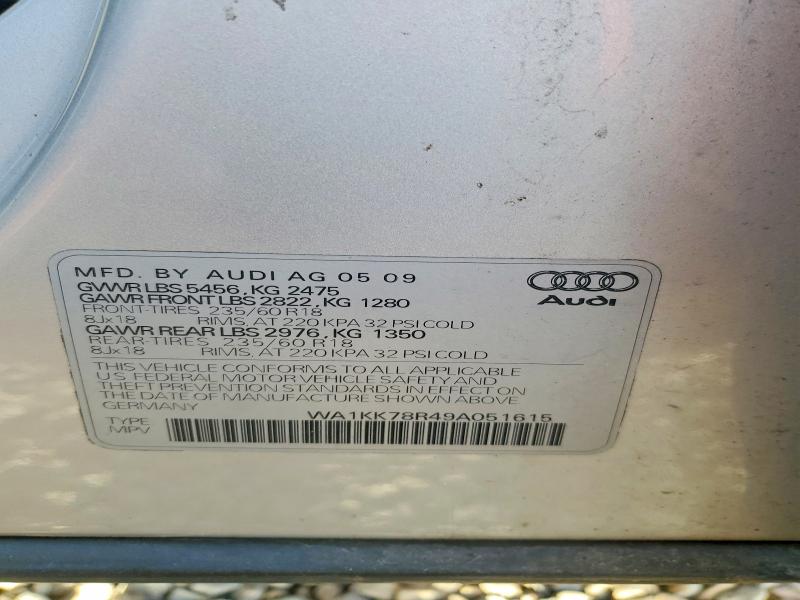 Продаж на аукціоні авто 2009 Audi Q5, vin: WA1KK78R49A051615, номер лоту: 46325786