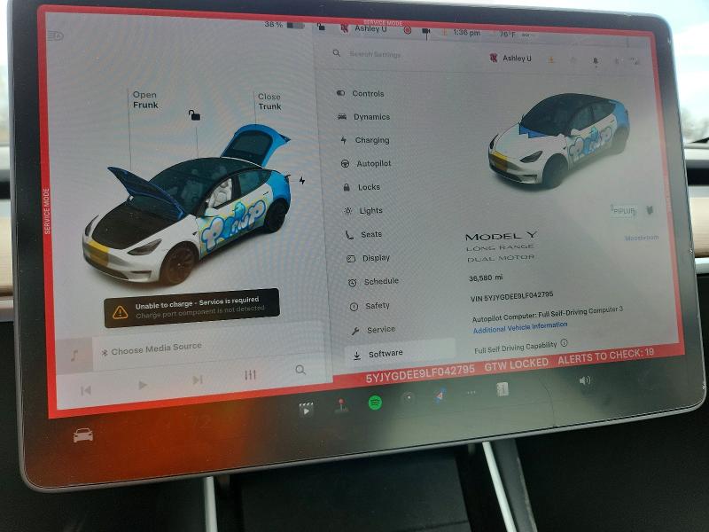 2020 Tesla Model Y მანქანა იყიდება აუქციონზე, vin: 5YJYGDEE9LF042795, აუქციონის ნომერი: 41964016