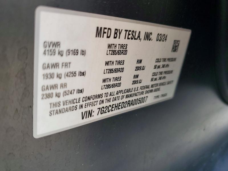 Aukcja sprzedaży 2024 Tesla Cybertruck, vin: 7G2CEHED2RA005007, numer aukcji: 45467596