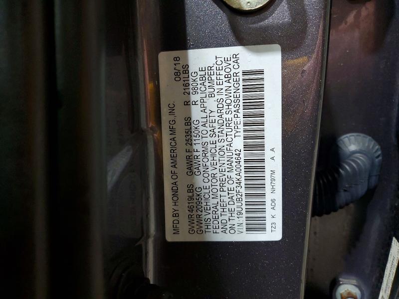 48253336 :رقم المزاد ، 19UUB2F34KA004642 vin ، 2019 Acura Tlx مزاد بيع