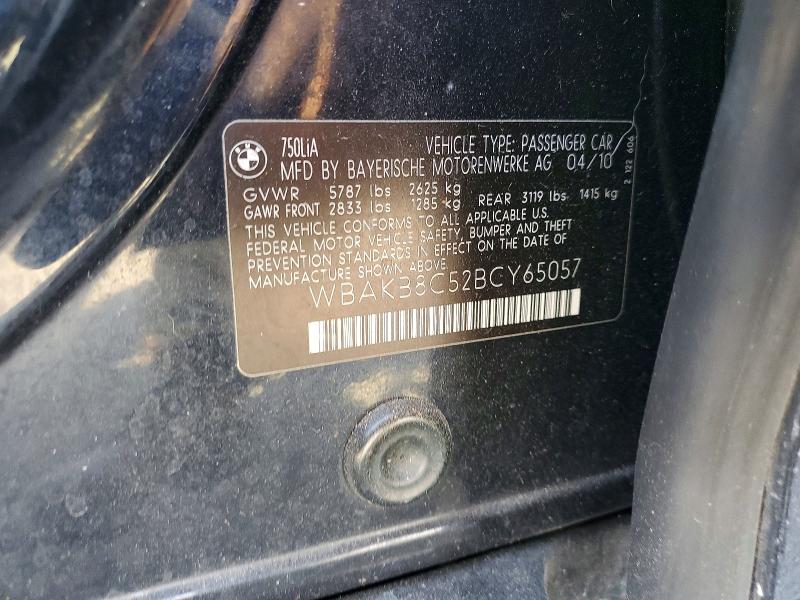 Aukcja sprzedaży 2011 Bmw 750, vin: WBAKB8C52BCY65057, numer aukcji: 78909075