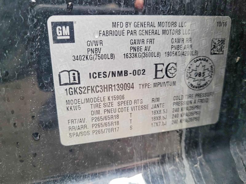 Продаж на аукціоні авто 2017 Gmc Yukon Xl, vin: 1GKS2FKC3HR139094, номер лоту: 48435106