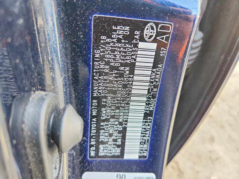 2019 Toyota Corolla მანქანა იყიდება აუქციონზე, vin: 2T1BURHE2KC200484, აუქციონის ნომერი: 48147726