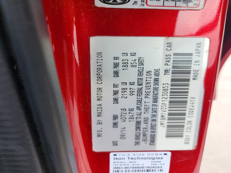 2015 Mazda 3 მანქანა იყიდება აუქციონზე, vin: JM1BM1V35F1230853, აუქციონის ნომერი: 79670095