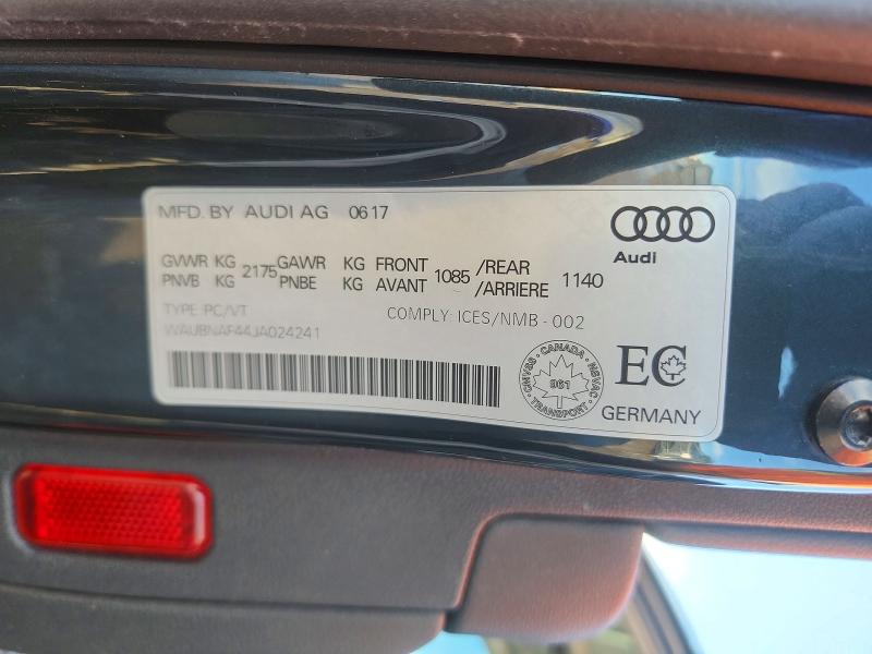 2018 Audi A4 მანქანა იყიდება აუქციონზე, vin: WAUBNAF44JA024241, აუქციონის ნომერი: 46379686