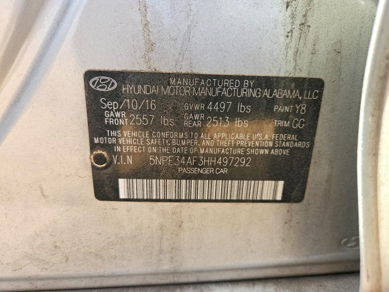 Aukcja sprzedaży 2017 Hyundai Sonata, vin: 5NPE34AF3HH497292, numer aukcji: 48282326