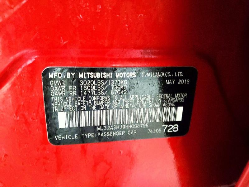 Продаж на аукціоні авто 2017 Mitsubishi Mirage, vin: ML32A3HJ9HH008795, номер лоту: 46731446