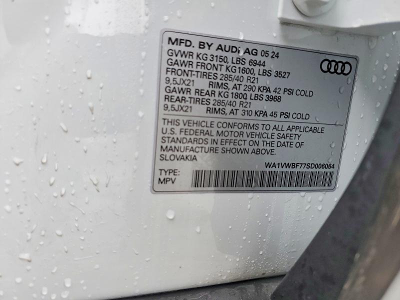 79438765 :رقم المزاد ، WA1VWBF77SD006064 vin ، 2025 Audi Sq7 مزاد بيع