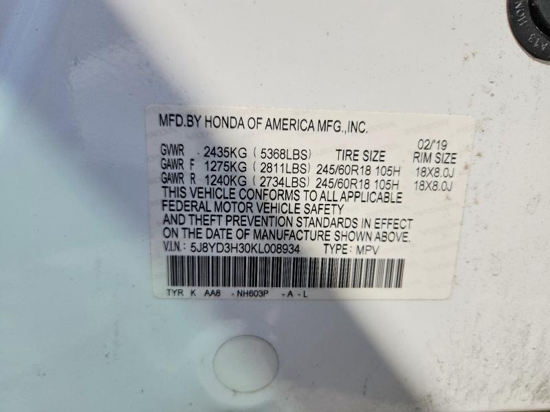 2019 Acura Mdx მანქანა იყიდება აუქციონზე, vin: 5J8YD3H30KL008934, აუქციონის ნომერი: 47388016