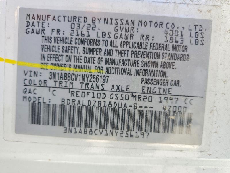 Продаж на аукціоні авто 2022 Nissan Sentra, vin: 3N1AB8CV1NY256197, номер лоту: 45858346