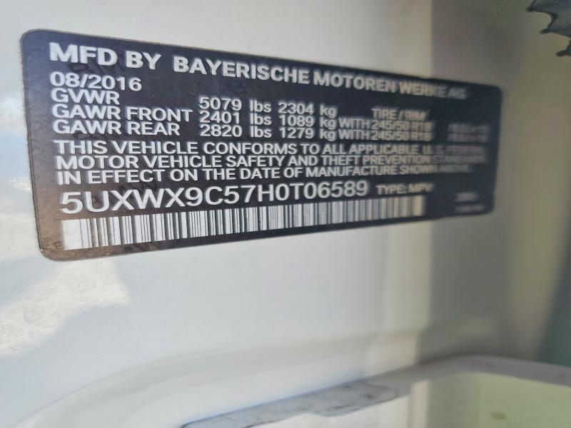 2017 Bmw X3 მანქანა იყიდება აუქციონზე, vin: 5UXWX9C57H0T06589, აუქციონის ნომერი: 74498375