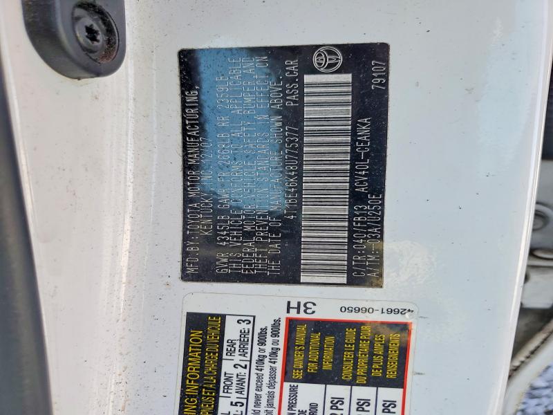 2008 Toyota Camry მანქანა იყიდება აუქციონზე, vin: 4T1BE46K48U775377, აუქციონის ნომერი: 79749835