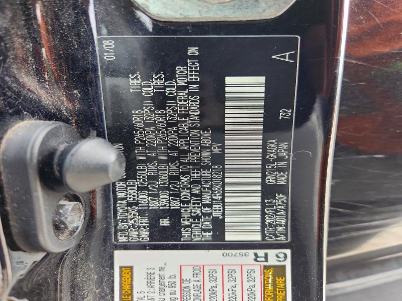 Aukcja sprzedaży 2008 Toyota 4runner, vin: JTEBU14R68K018218, numer aukcji: 46224416