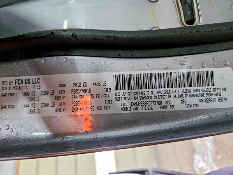 2015 Jeep Patriot მანქანა იყიდება აუქციონზე, vin: 1C4NJPBB0FD273760, აუქციონის ნომერი: 78491585
