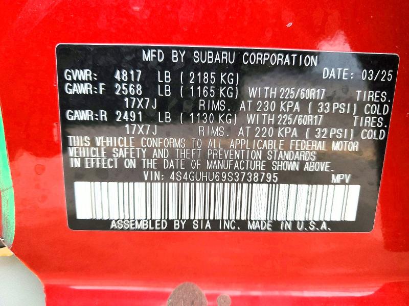 2025 Subaru Crosstrek მანქანა იყიდება აუქციონზე, vin: 4S4GUHU69S3738795, აუქციონის ნომერი: 79228435
