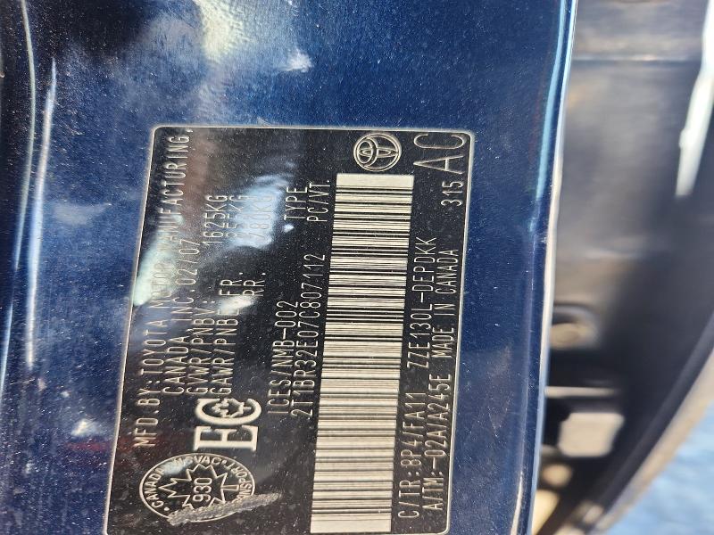 Aukcja sprzedaży 2007 Toyota Corolla, vin: 2T1BR32E07C807112, numer aukcji: 78883305