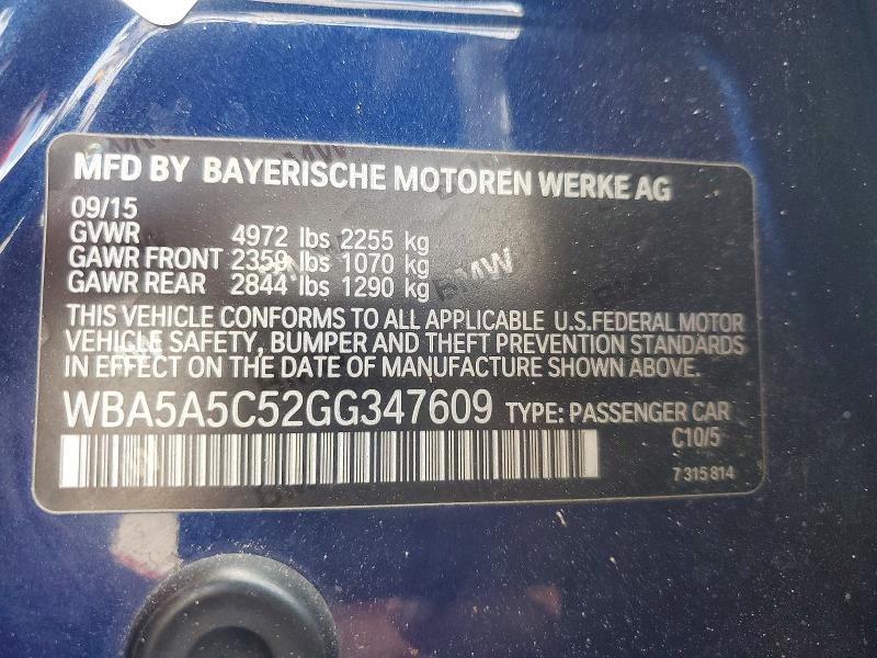 Aukcja sprzedaży 2016 Bmw 528, vin: WBA5A5C52GG347609, numer aukcji: 46195186