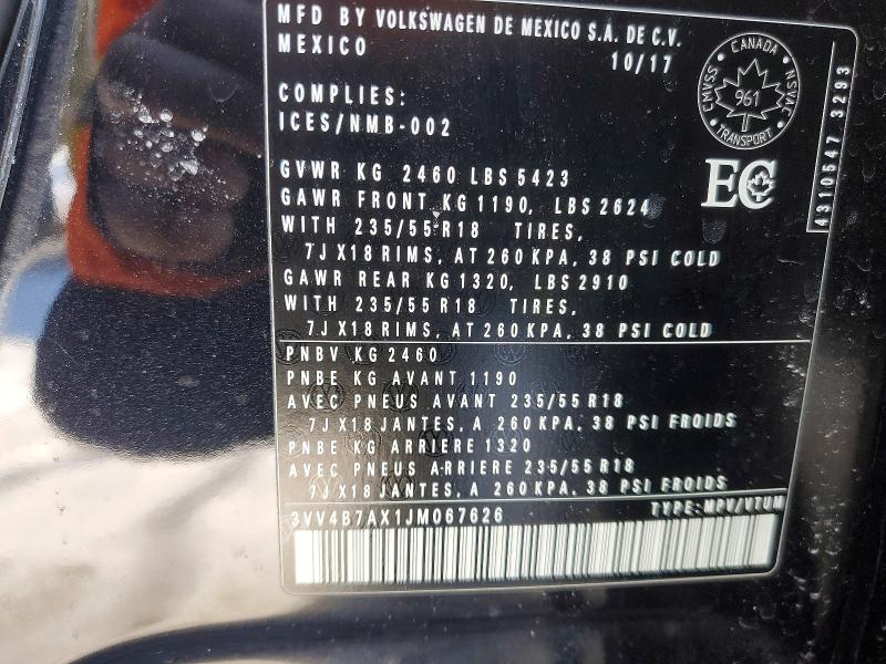 79792885 :رقم المزاد ، 3VV4B7AX1JM067626 vin ، 2018 Volkswagen Tiguan مزاد بيع