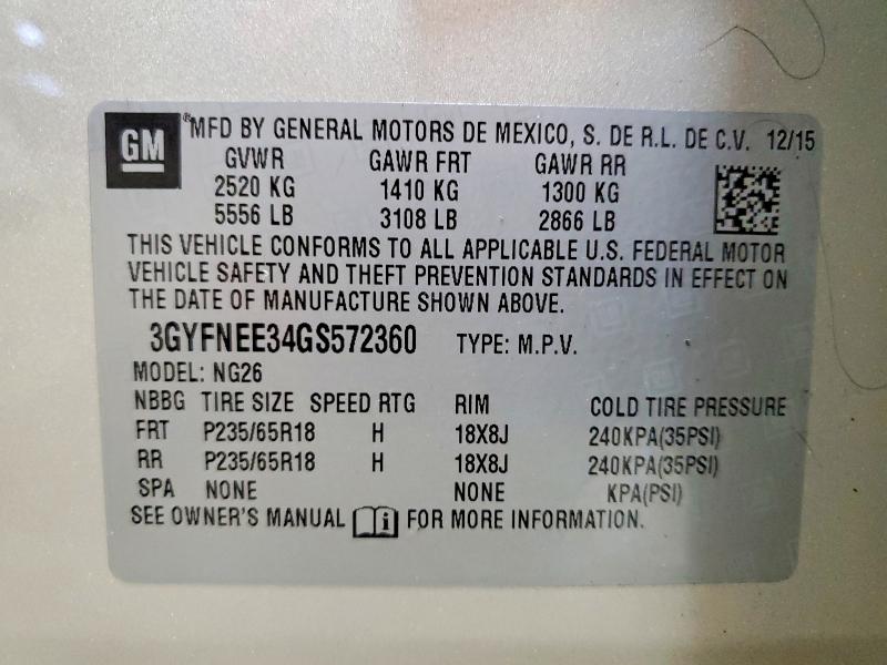 2016 Cadillac Srx მანქანა იყიდება აუქციონზე, vin: 3GYFNEE34GS572360, აუქციონის ნომერი: 48221486