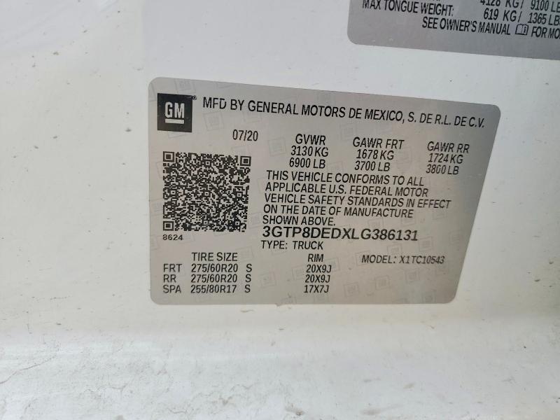 Продаж на аукціоні авто 2020 Gmc Sierra, vin: 3GTP8DEDXLG386131, номер лоту: 47294936
