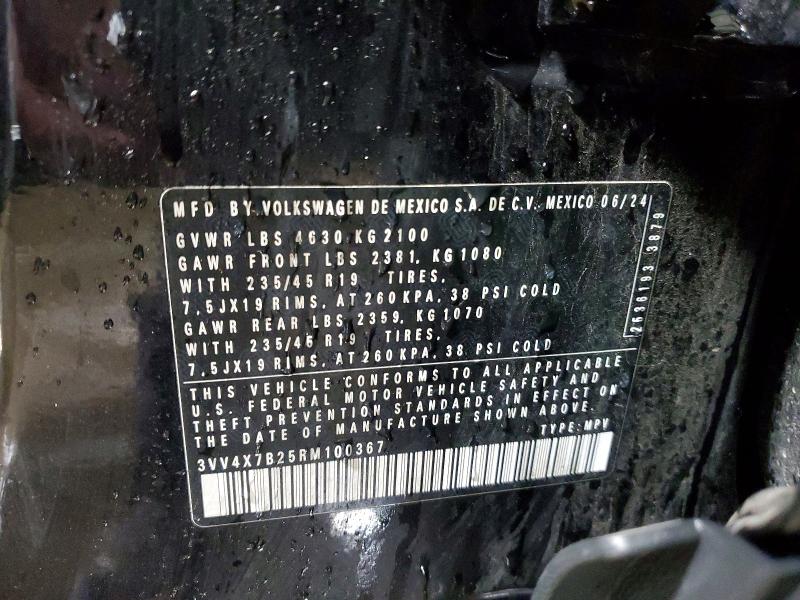 2024 Volkswagen Taos მანქანა იყიდება აუქციონზე, vin: 3VV4X7B25RM100367, აუქციონის ნომერი: 46480106