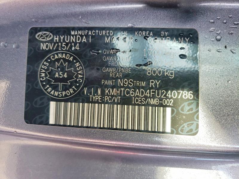 Aukcja sprzedaży 2015 Hyundai Veloster, vin: KMHTC6AD4FU240786, numer aukcji: 41998726