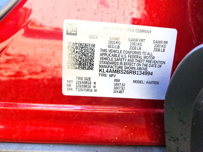 2024 Buick Encore Gx მანქანა იყიდება აუქციონზე, vin: KL4AMBS26RB134994, აუქციონის ნომერი: 47263676