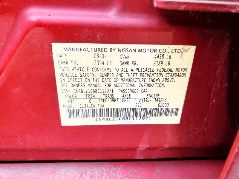 41716576 :رقم المزاد ، 1N4BL21E68C112971 vin ، 2008 Nissan Altima مزاد بيع