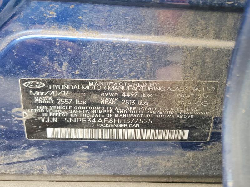 46197806 :رقم المزاد ، 5NPE34AF6HH577525 vin ، 2017 Hyundai Sonata مزاد بيع