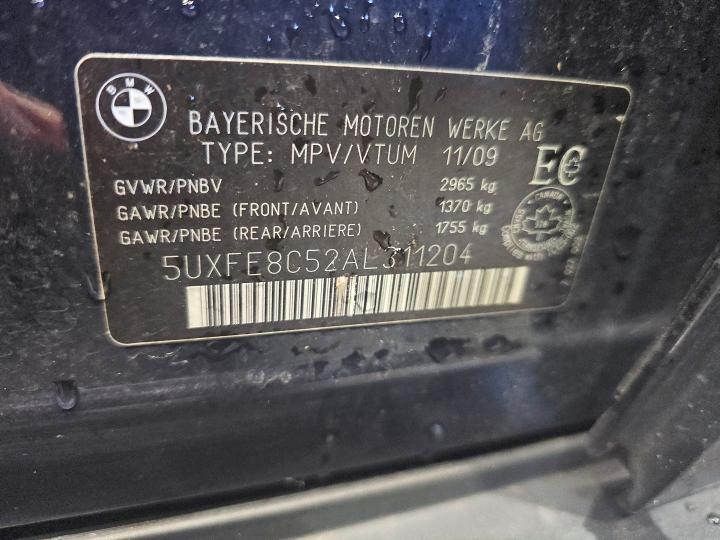 2010 Bmw X5 მანქანა იყიდება აუქციონზე, vin: 5UXFE8C52AL311204, აუქციონის ნომერი: 47099256